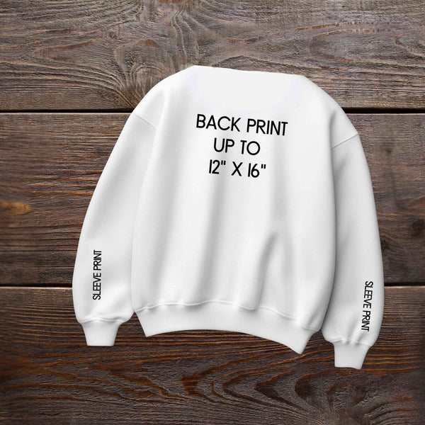 Add-On Back or Sleeve Print for Adult Sweatshirts And Hoodies