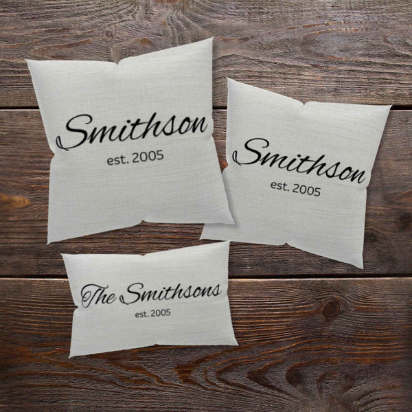 Custom Family Name Throw Pillow