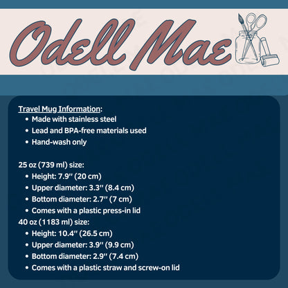 Travel Mug: Custom Stainless Steel with Handle (25oz & 40oz Sizes)