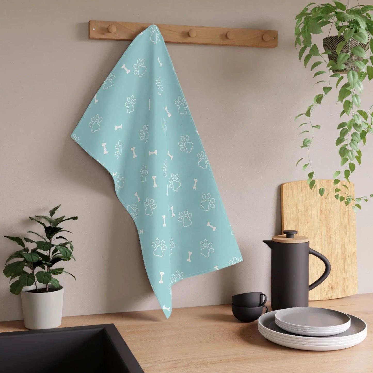 Cute Dog Print Cotton Tea Towel Paw Wipe Host Hostess Housewarming Birthday Gift Aphantastic Designs