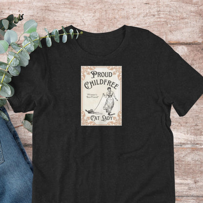 Funny Childfree Cat Lady T-Shirt Child Free Catlady Gift Childless Cat Mom TShirt Cat Lover Tee Meme Shirt Feminist Gift XS–5X Plus Aphantastic Designs