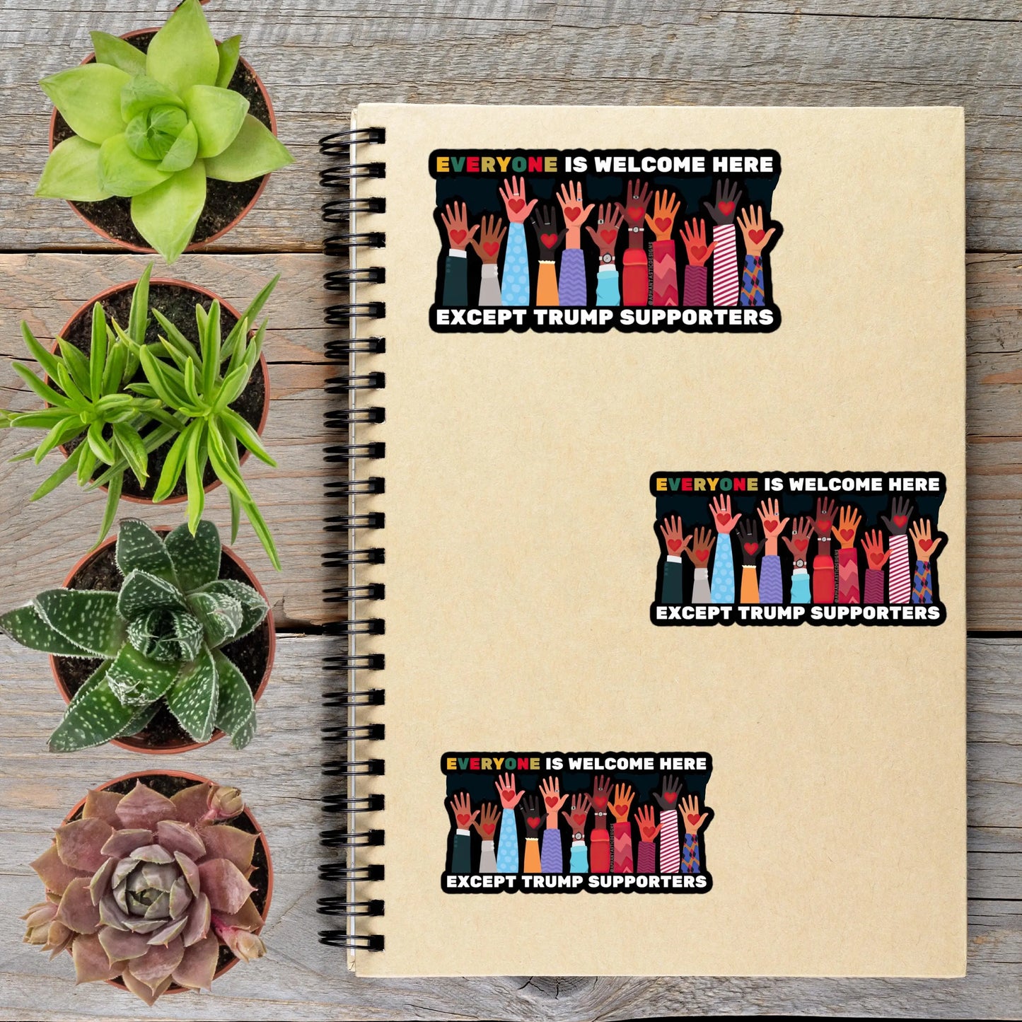 2-6 Inch Everyone Welcome Except Trumpers Anti Trump Vinyl Sticker Aphantastic Designs