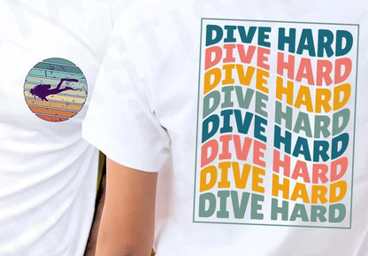 Rad Retro Scuba Diver Chest Print T-Shirt: Funny Dive Tee Adult XS–5X Plus Sizes Aphantastic Designs