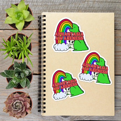 2-6 Inch Aphantasia Awareness Rainbow Dinosaur Vinyl Sticker Aphantastic Designs
