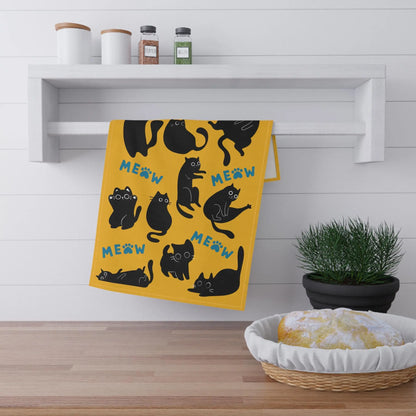 Cute Black Cat Print Cotton Tea Towel Paw Wipe Host Hostess Housewarming Birthday Gift Aphantastic Designs