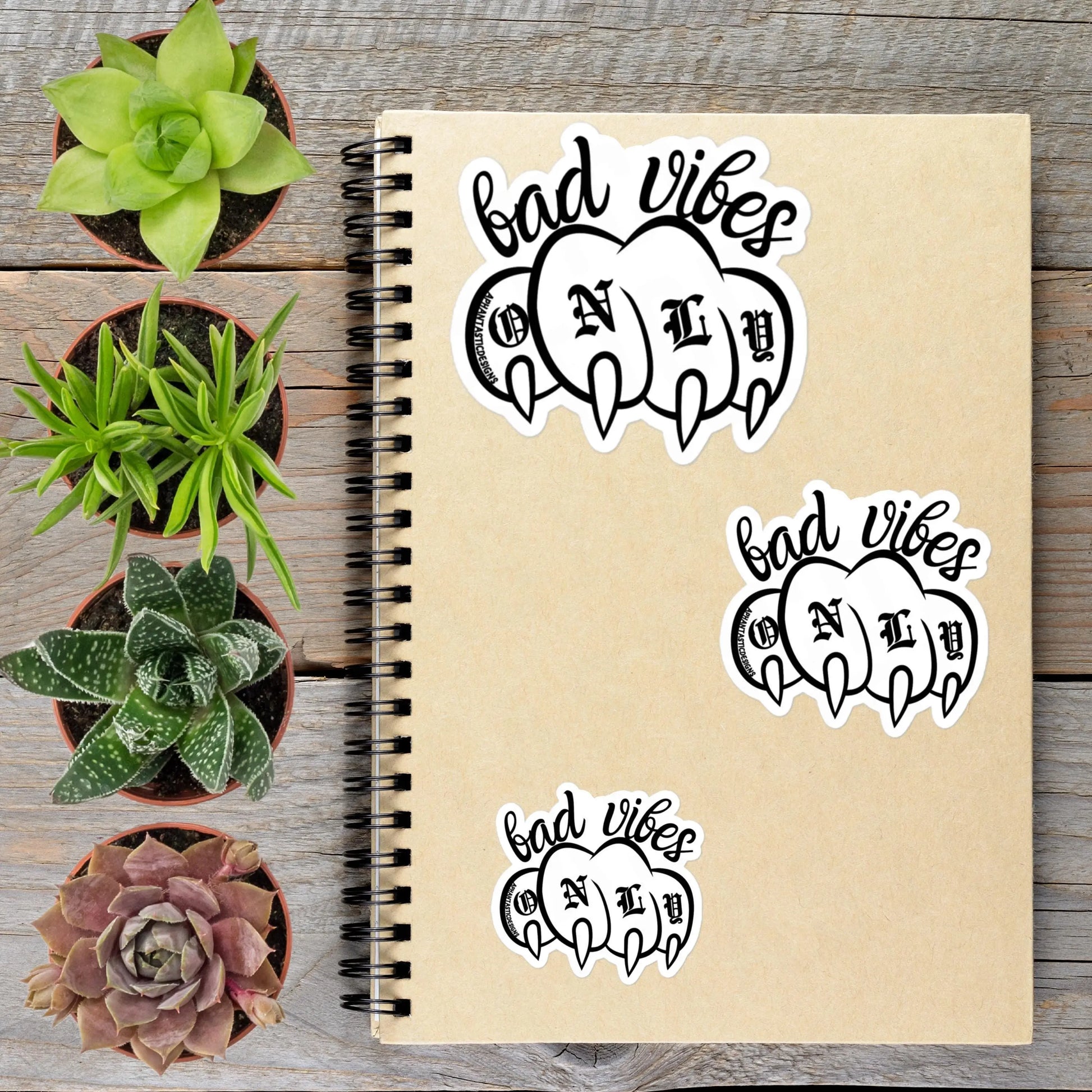 2-6 Inch Bad Vibes Only Cat Claws Vinyl Sticker Aphantastic Designs