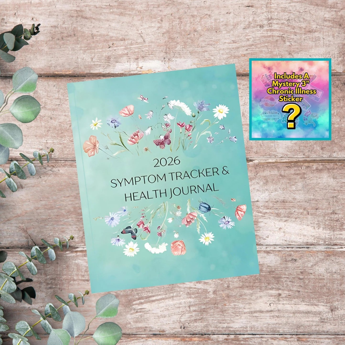 2026 Health Symptom Journal Tracker Calendar + Mystery 3" Sticker | Wildflower Floral - Aphantastic Designs