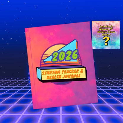 2026 Health Symptom Tracking Journal Tracker Calendar + Mystery 3" Sticker | Rad Retrowave - Aphantastic Designs