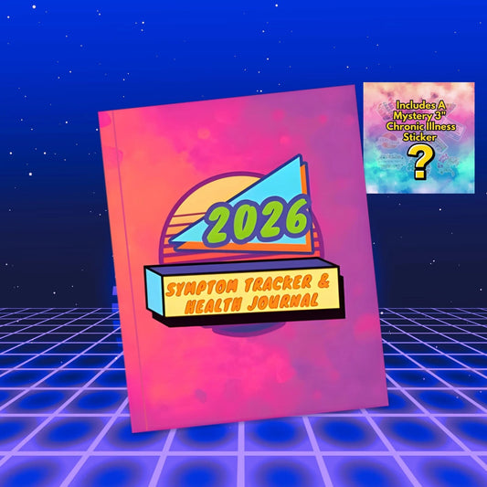 2026 Health Symptom Tracking Journal Tracker Calendar + Mystery 3" Sticker | Rad Retrowave - Aphantastic Designs