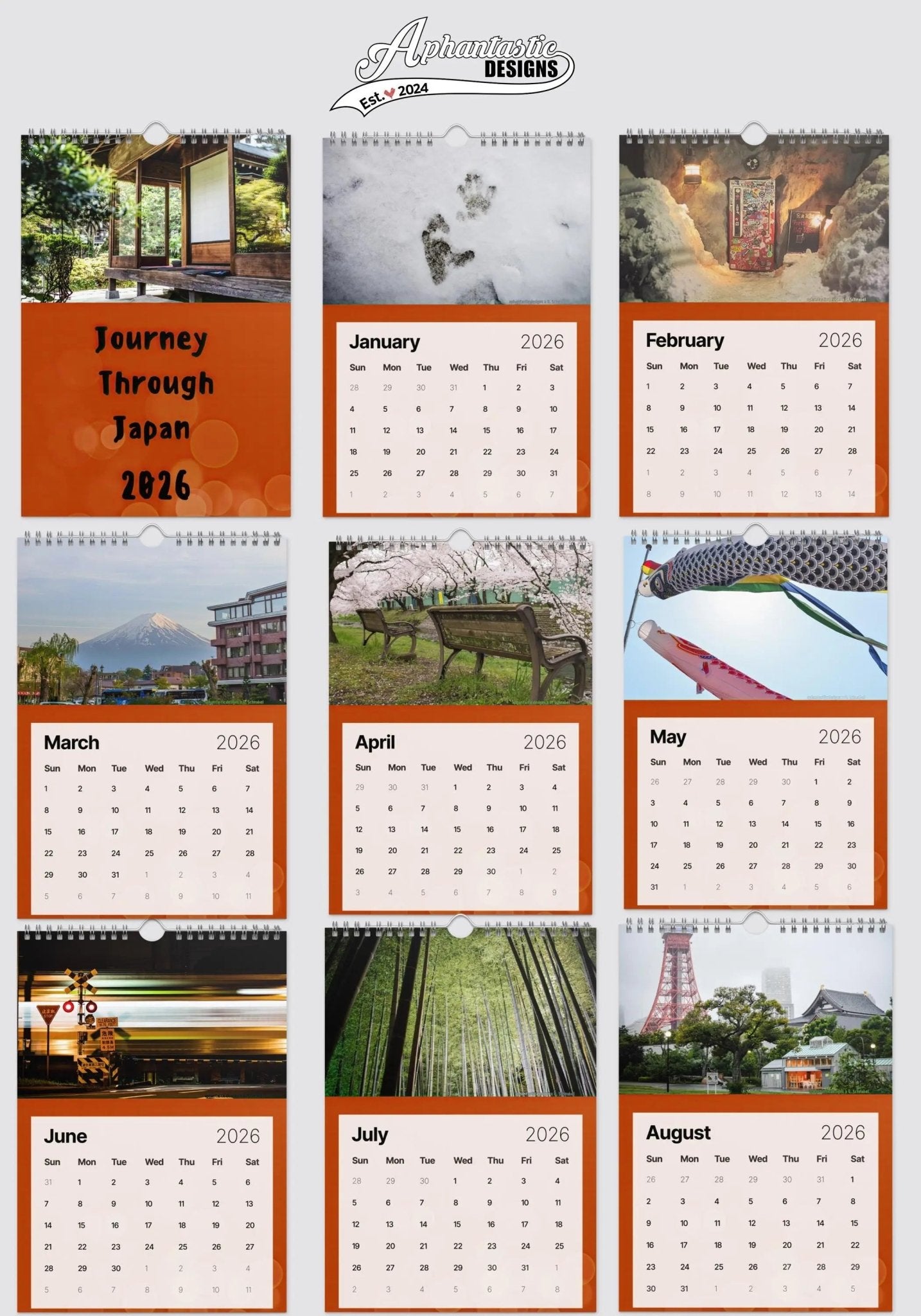 2026 Journey In Japan Photo Art Calendar Japanese Zen Hanging Wall Calendar - Aphantastic Designs