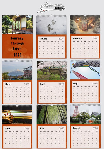2026 Journey In Japan Photo Art Calendar Japanese Zen Hanging Wall Calendar - Aphantastic Designs