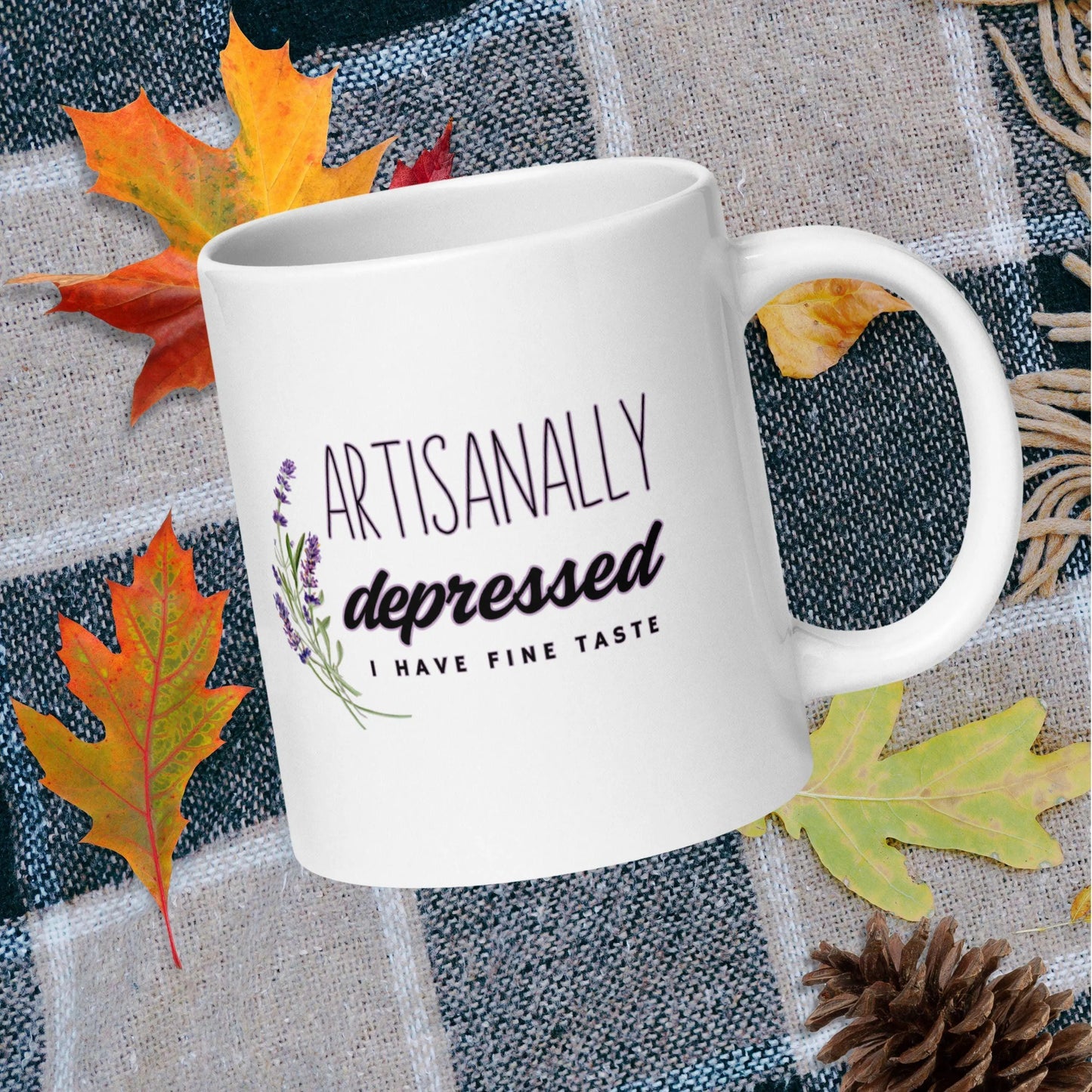 Artisanally Depressed Mental Health Mug | Ceramic, Left Hand Friendly,  & Dishwasher Safe Aphantastic Designs
