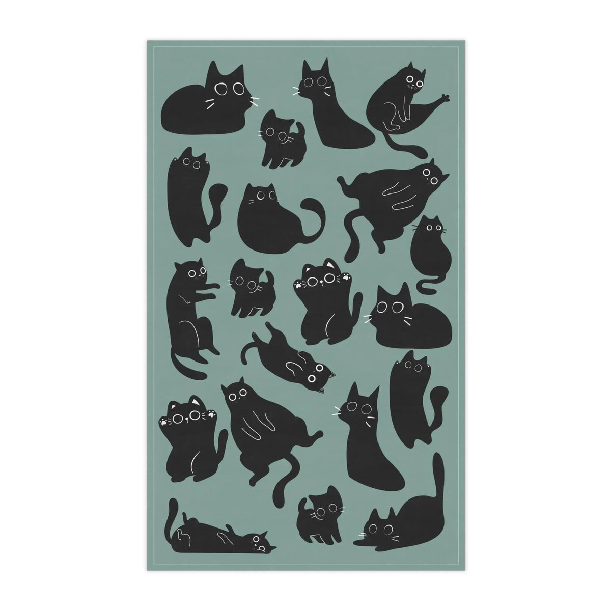 Cute Black Cat Print Cotton Tea Towel Paw Wipe Host Hostess Housewarming Birthday Gift Aphantastic Designs
