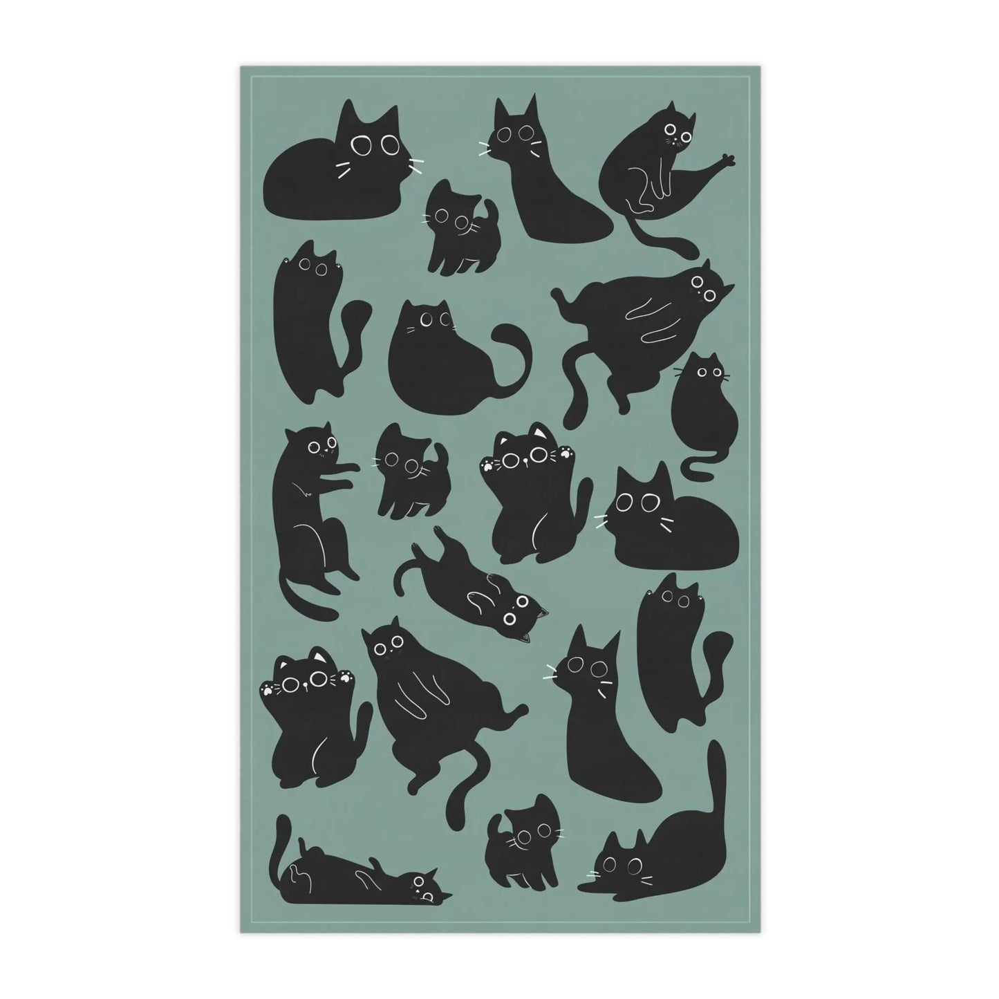 Cute Black Cat Print Cotton Tea Towel Paw Wipe Host Hostess Housewarming Birthday Gift Aphantastic Designs