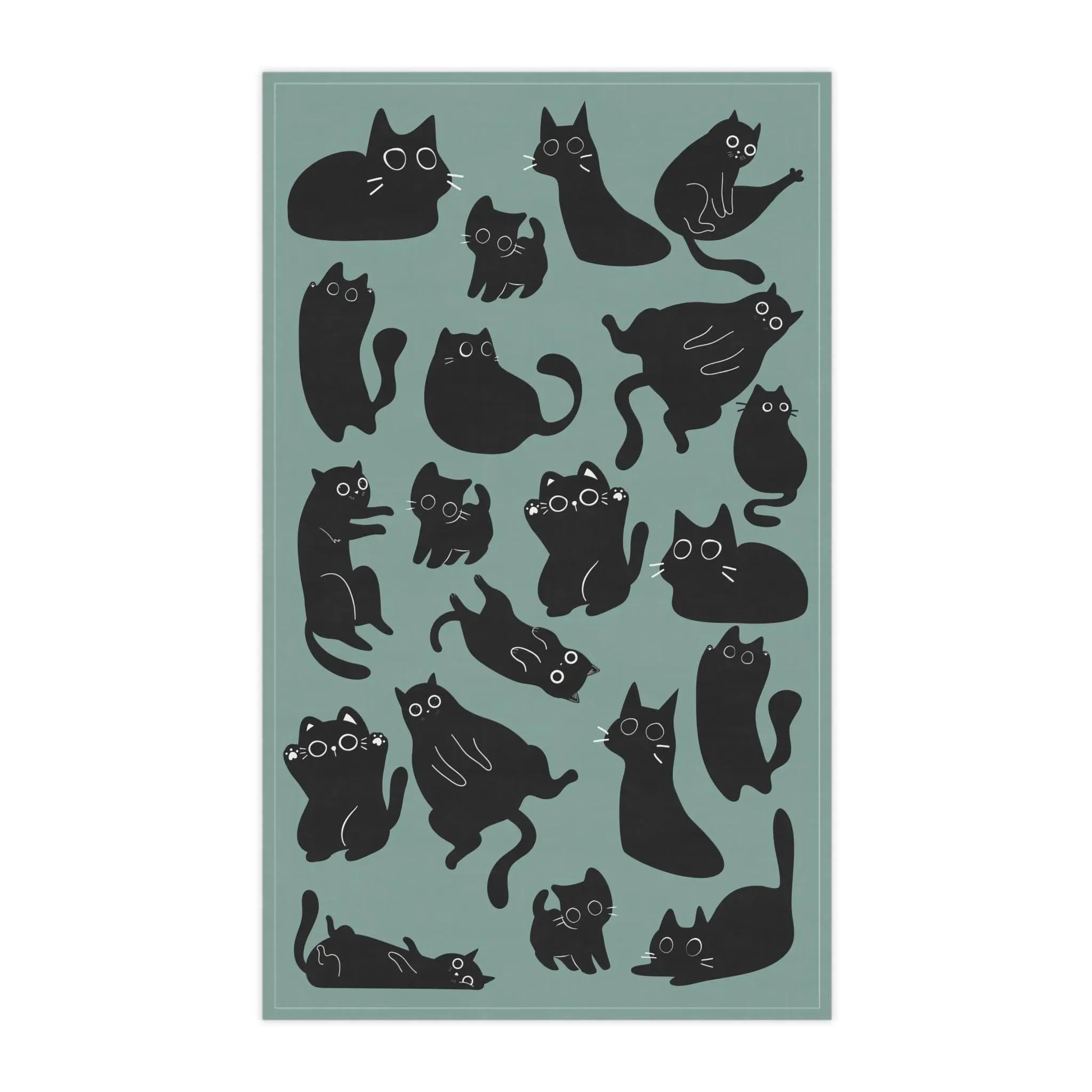 Cute Black Cat Print Cotton Tea Towel Paw Wipe Host Hostess Housewarming Birthday Gift Aphantastic Designs
