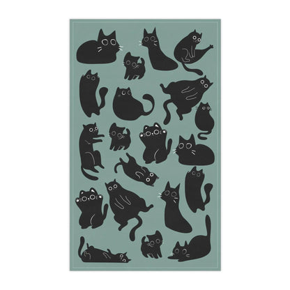 Cute Black Cat Print Cotton Tea Towel Paw Wipe Host Hostess Housewarming Birthday Gift Aphantastic Designs