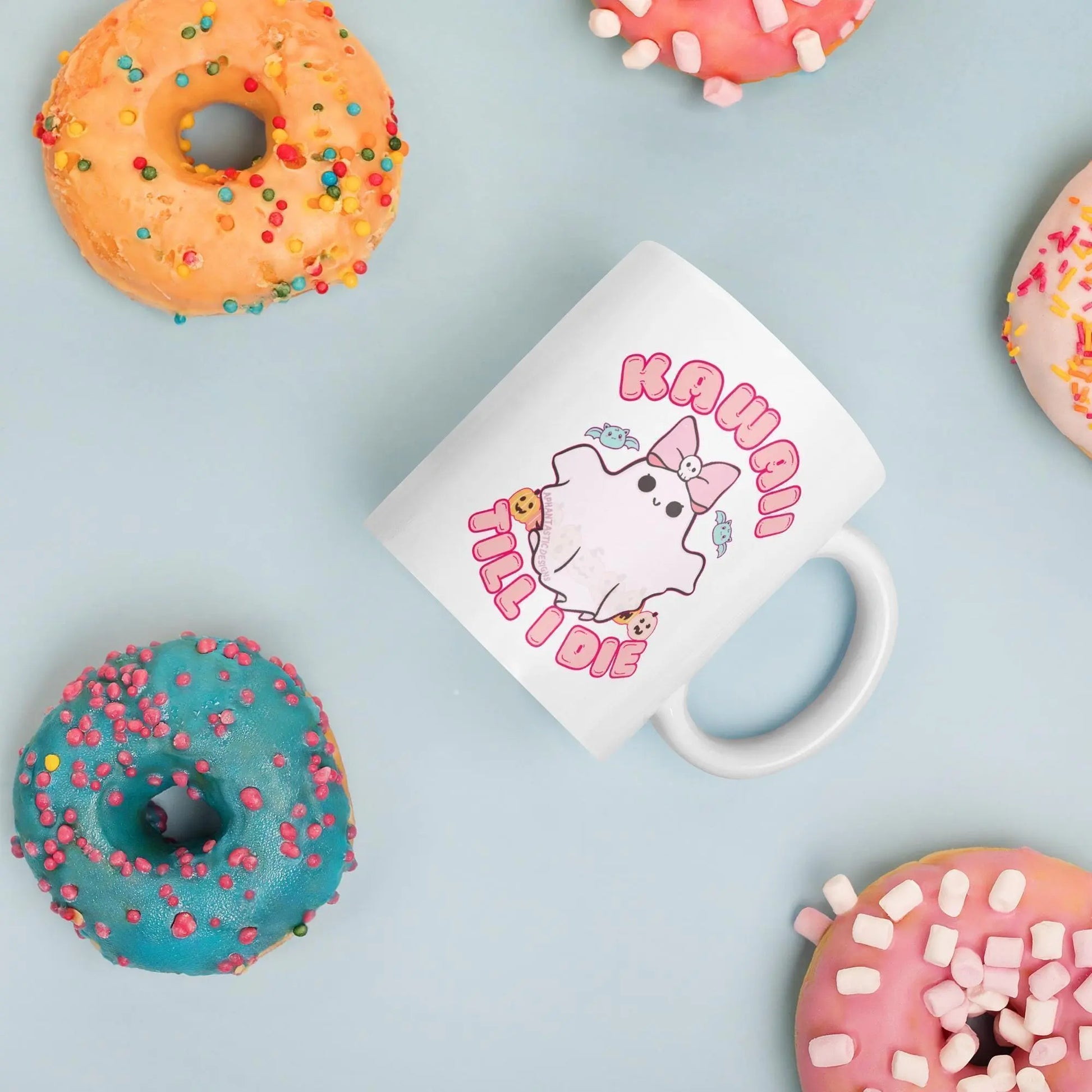 Kawaii Till I Die Ghost Mug | Ceramic, Left Hand Friendly,  & Dishwasher Safe Aphantastic Designs