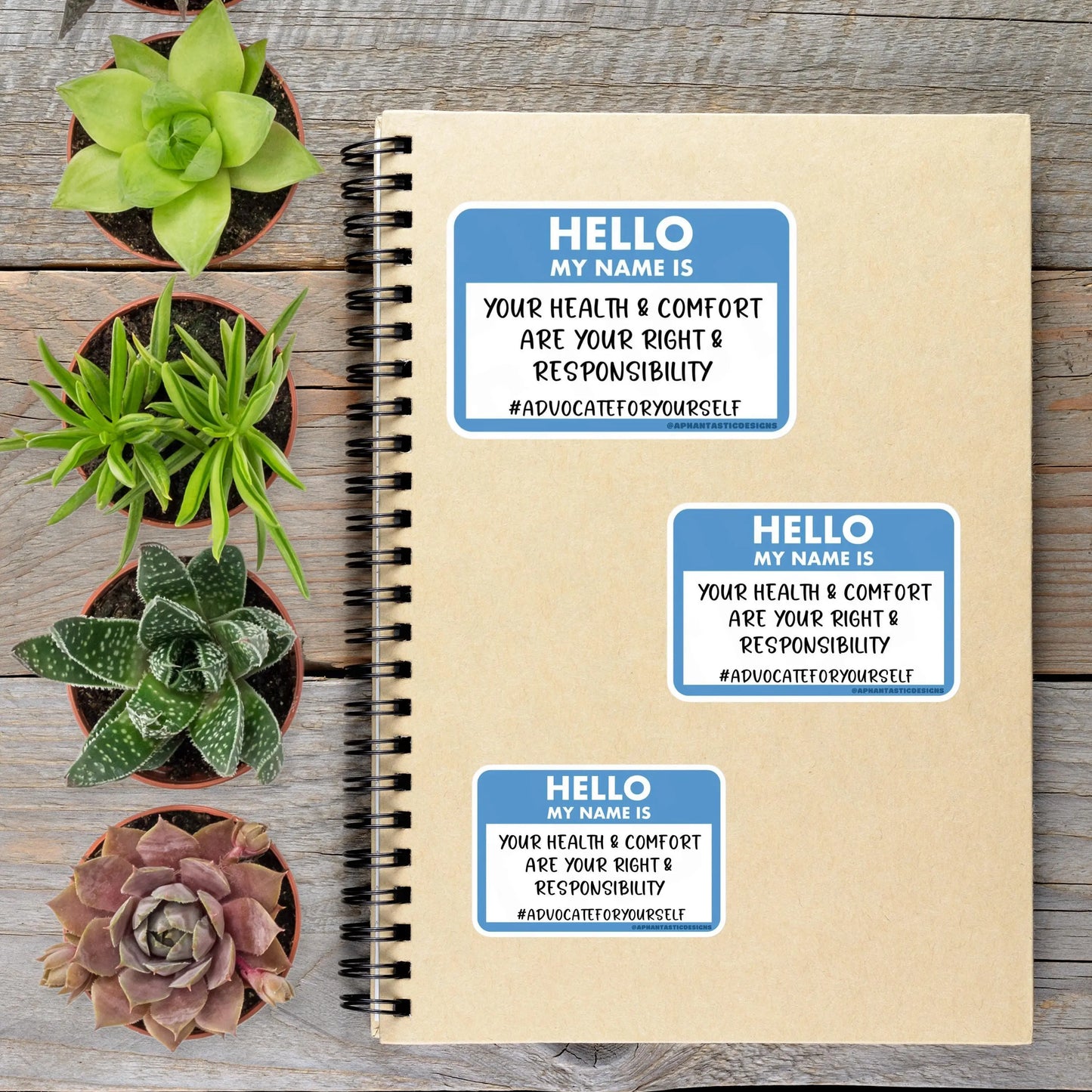 2-6 Inch Hello Nametag Advocate For Yourself Chronic Illness Disability Vinyl Sticker Aphantastic Designs