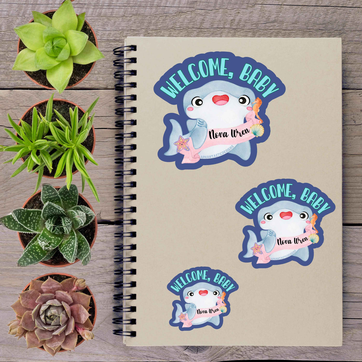 Customizable Welcome Baby Hammerhead Vinyl Sticker