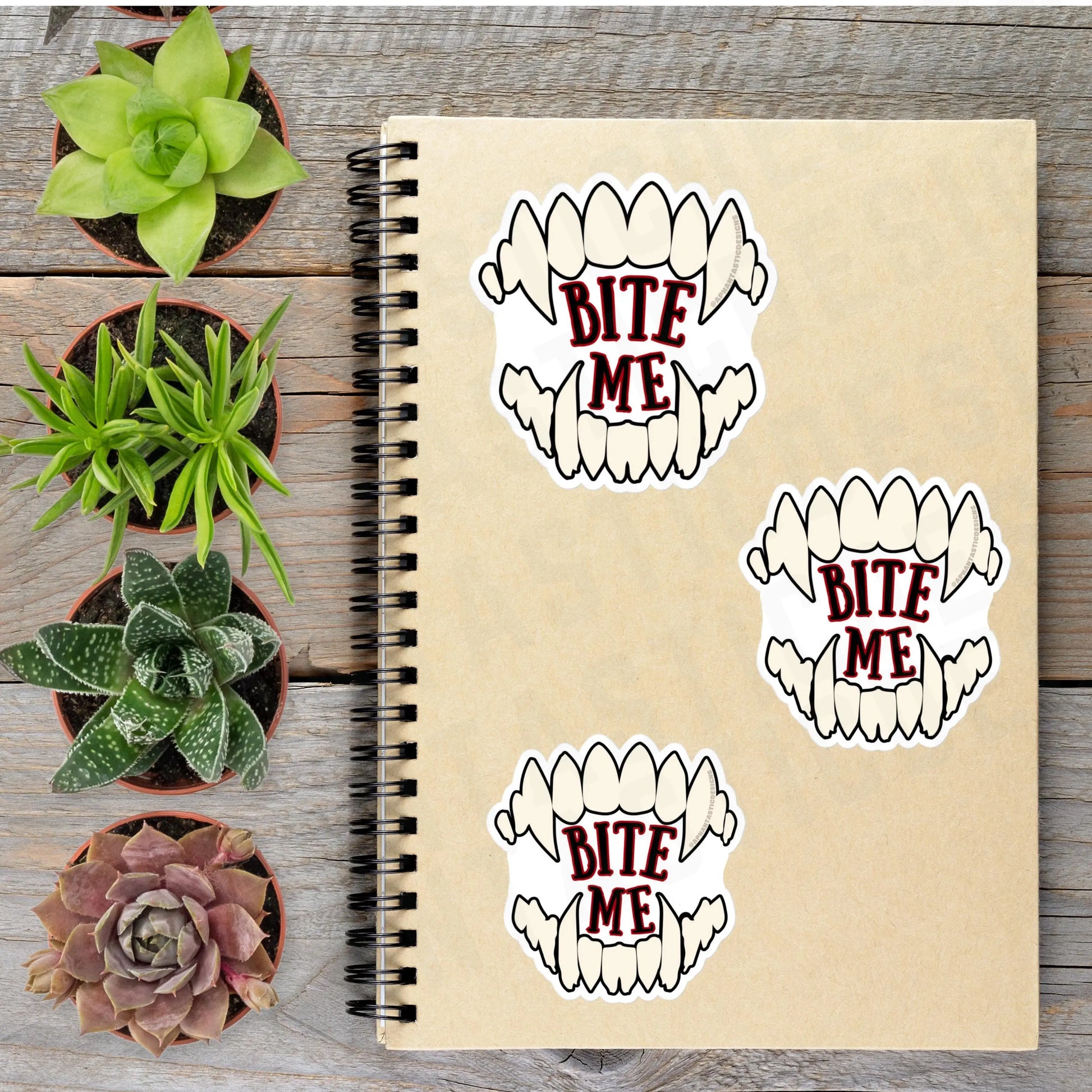 2-6 Inch Bite Me Vampire Fangs Halloween Vinyl Sticker - Aphantastic Designs