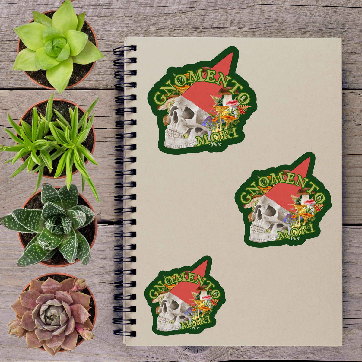 Gnome Momento Mori Skull Vinyl Sticker