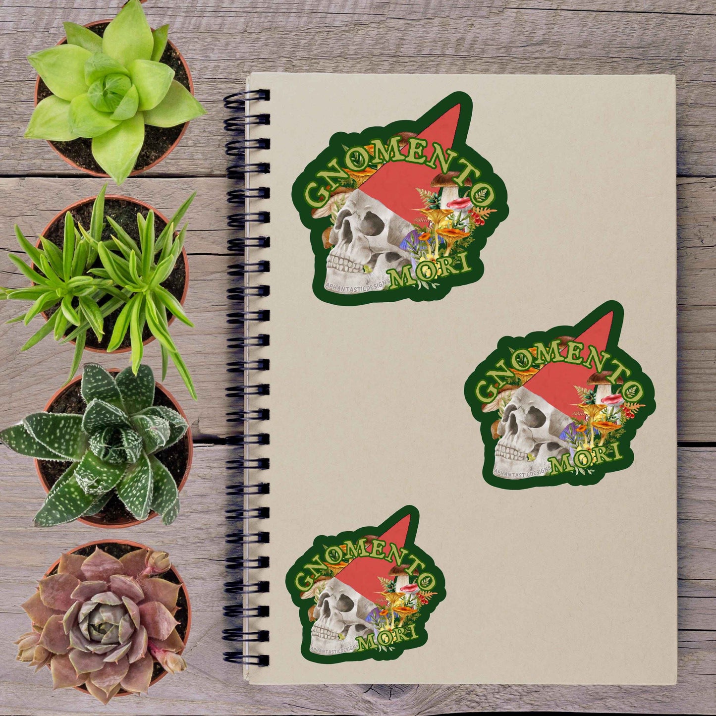 Gnome Momento Mori Skull Vinyl Sticker
