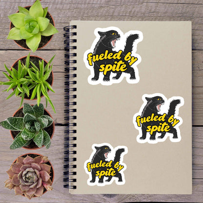 Fueled By Spite Black Cat Halloween Vinyl Sticker