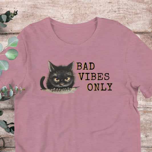 Bad Vibes Only Black Cat T-Shirt | Baby Toddler Adult Aphantastic Designs