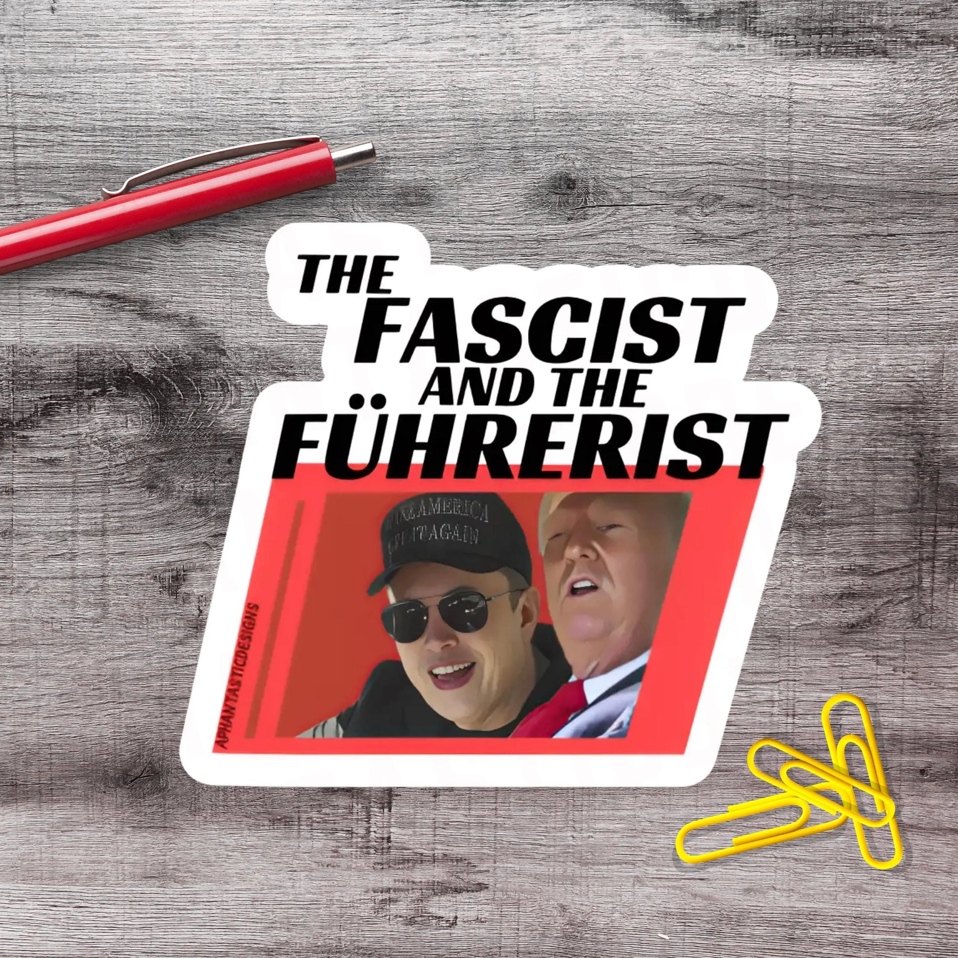 2-6 Inch The Fascist And The Fuhrerist Anti Musk Trump Political Protest Urinal Vinyl Sticker Aphantastic Designs