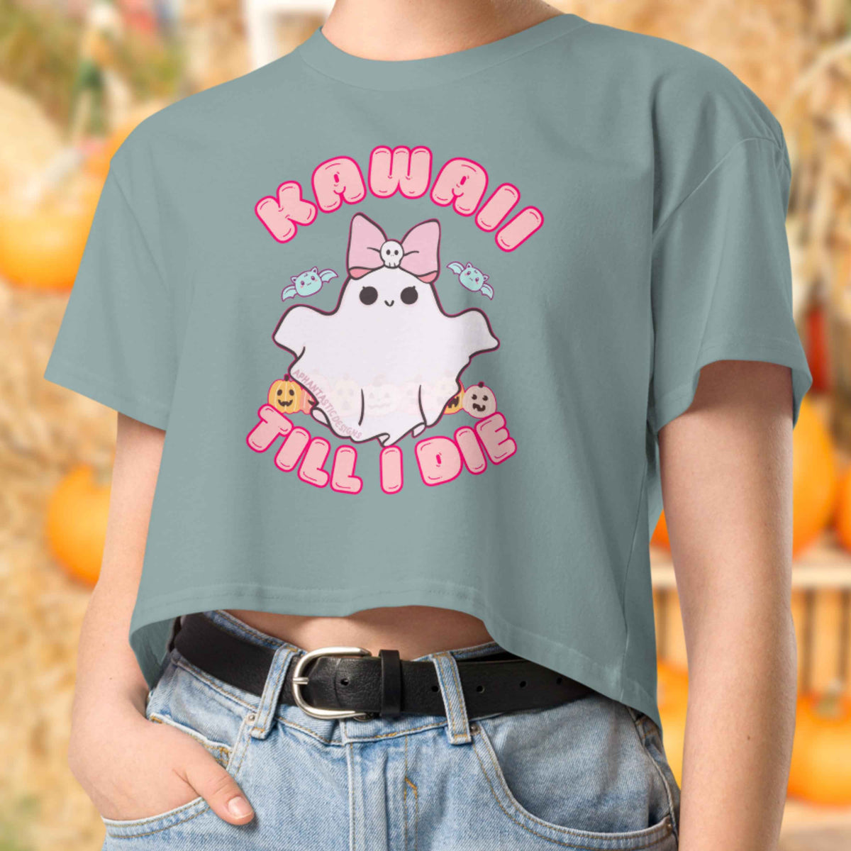 Kawaii Till I Die Ghost Halloween Crop Top Baby Tee
