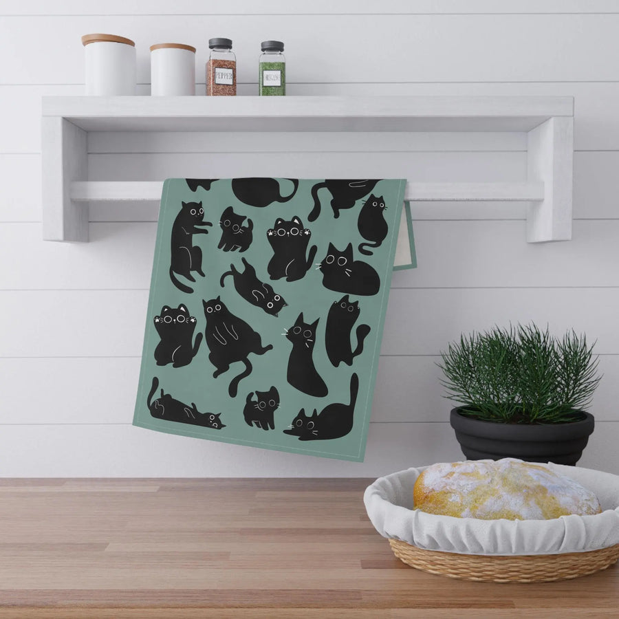 Cute Black Cat Print Cotton Tea Towel Paw Wipe Host Hostess Housewarming Birthday Gift Aphantastic Designs