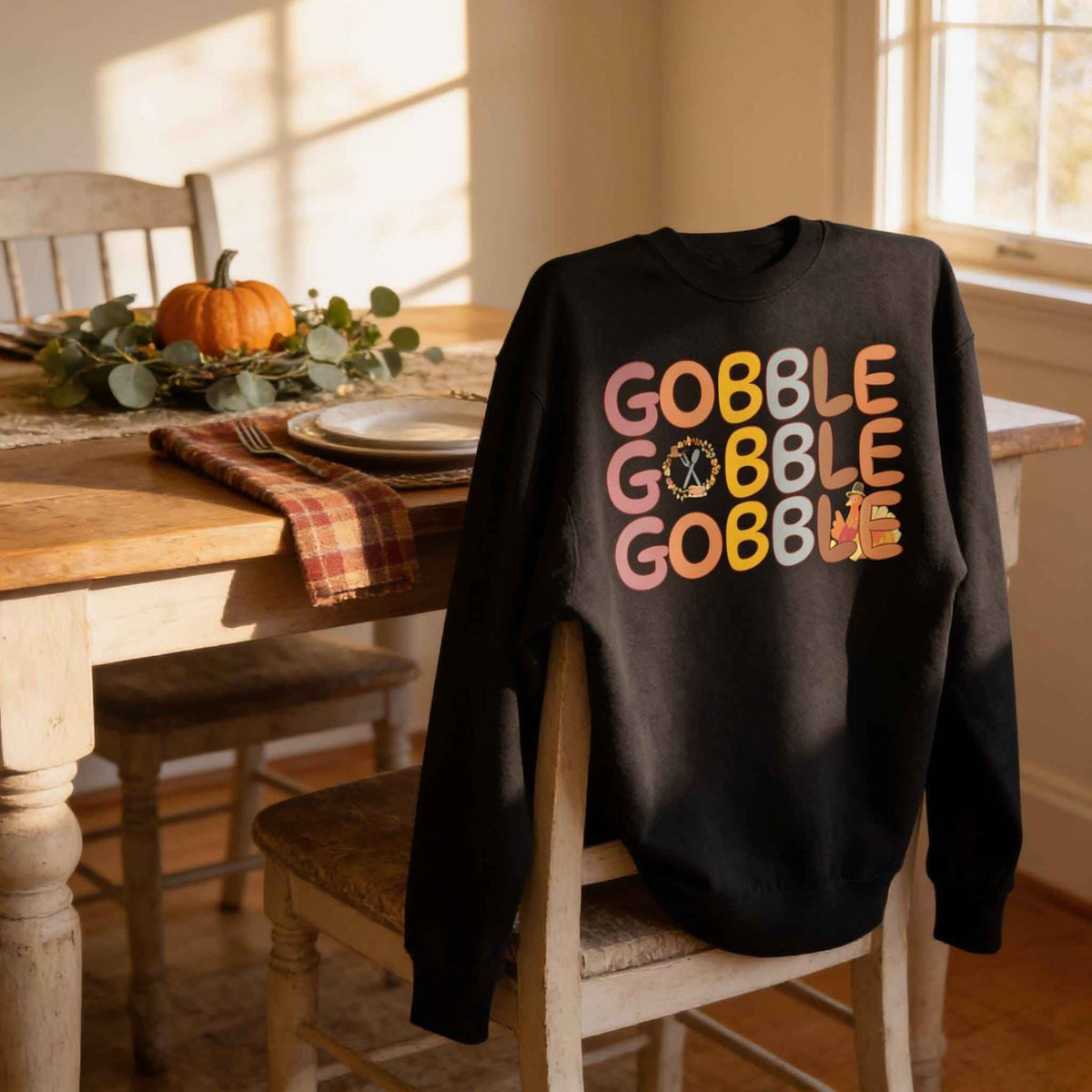 Gobble Thanksgiving Turkey Sweatshirt