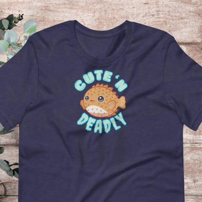 Funny Porcupine Fish T-Shirt: Kawaii Pufferfish Tee Adult Shirt Sizes XS–5X Plus Aphantastic Designs