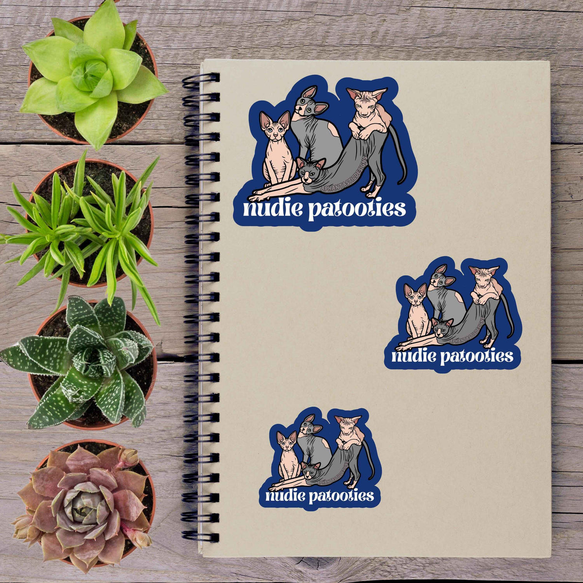 Nudie Patootie Sphynx Cat Vinyl Sticker