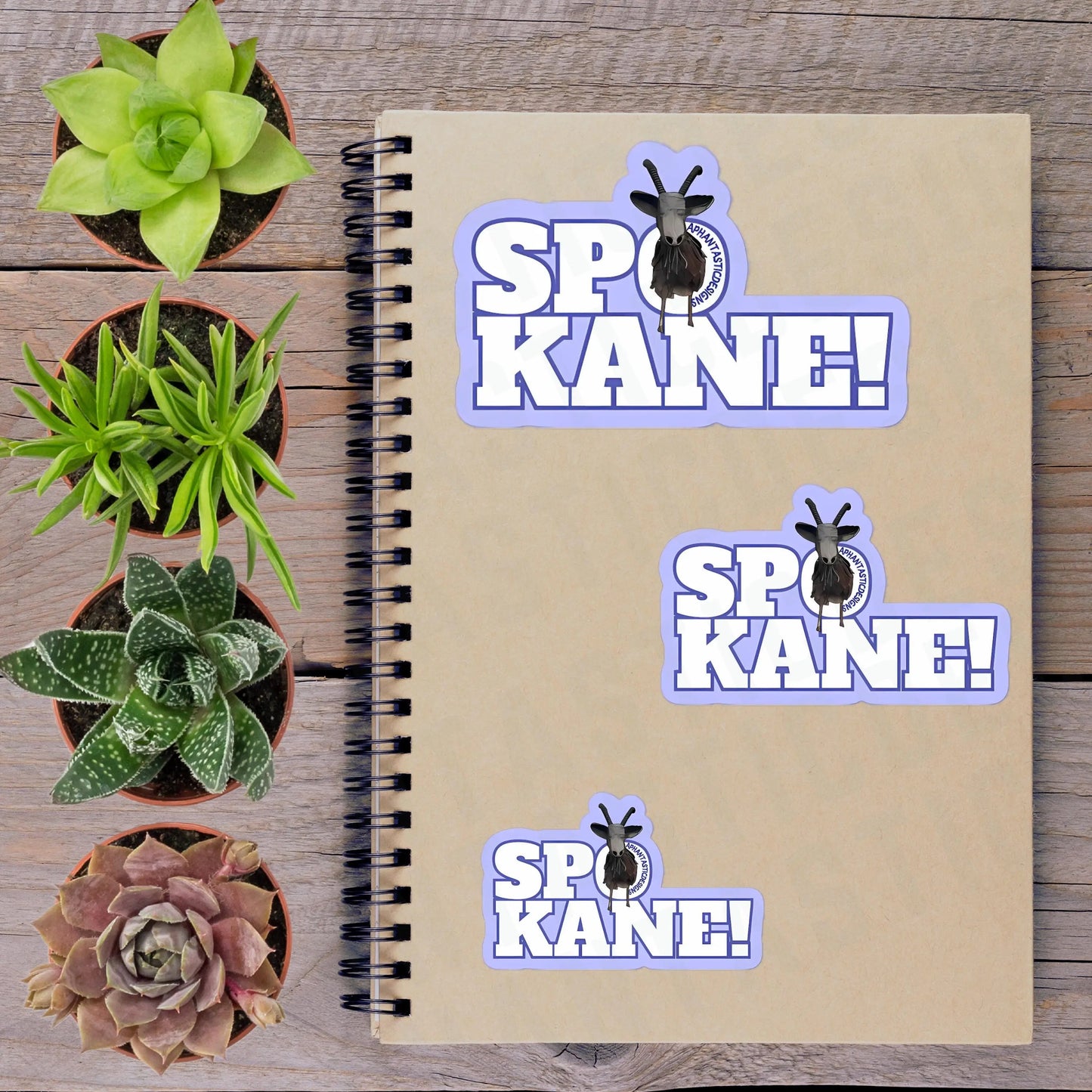 2"-6" Funny Vinyl Spokane Washington Lilac City Garbage Goat Bumper Decal | 1–250 Count Aphantastic Designs