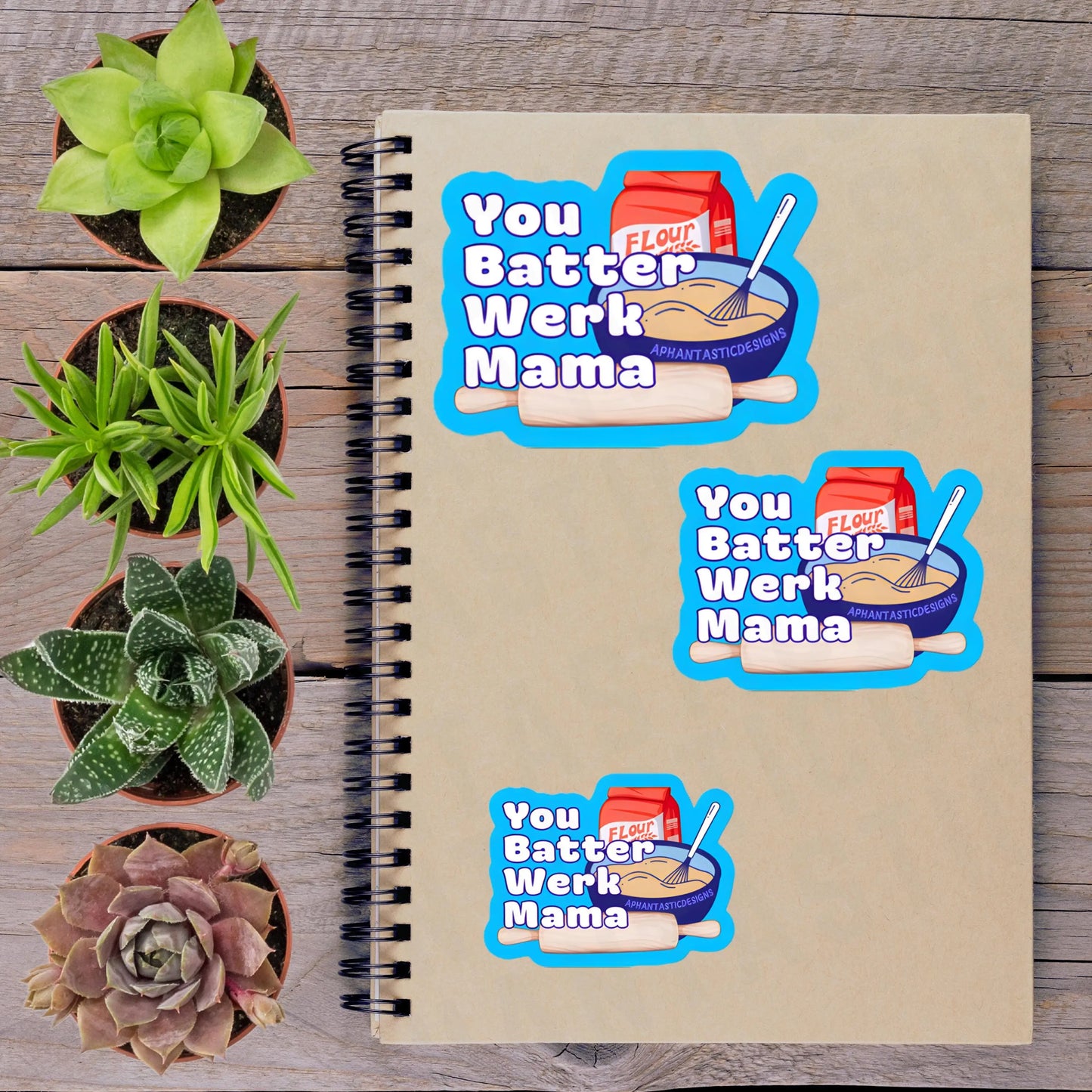 2-6 Inch Batter Werk Mama Baking Vinyl Sticker Aphantastic Designs