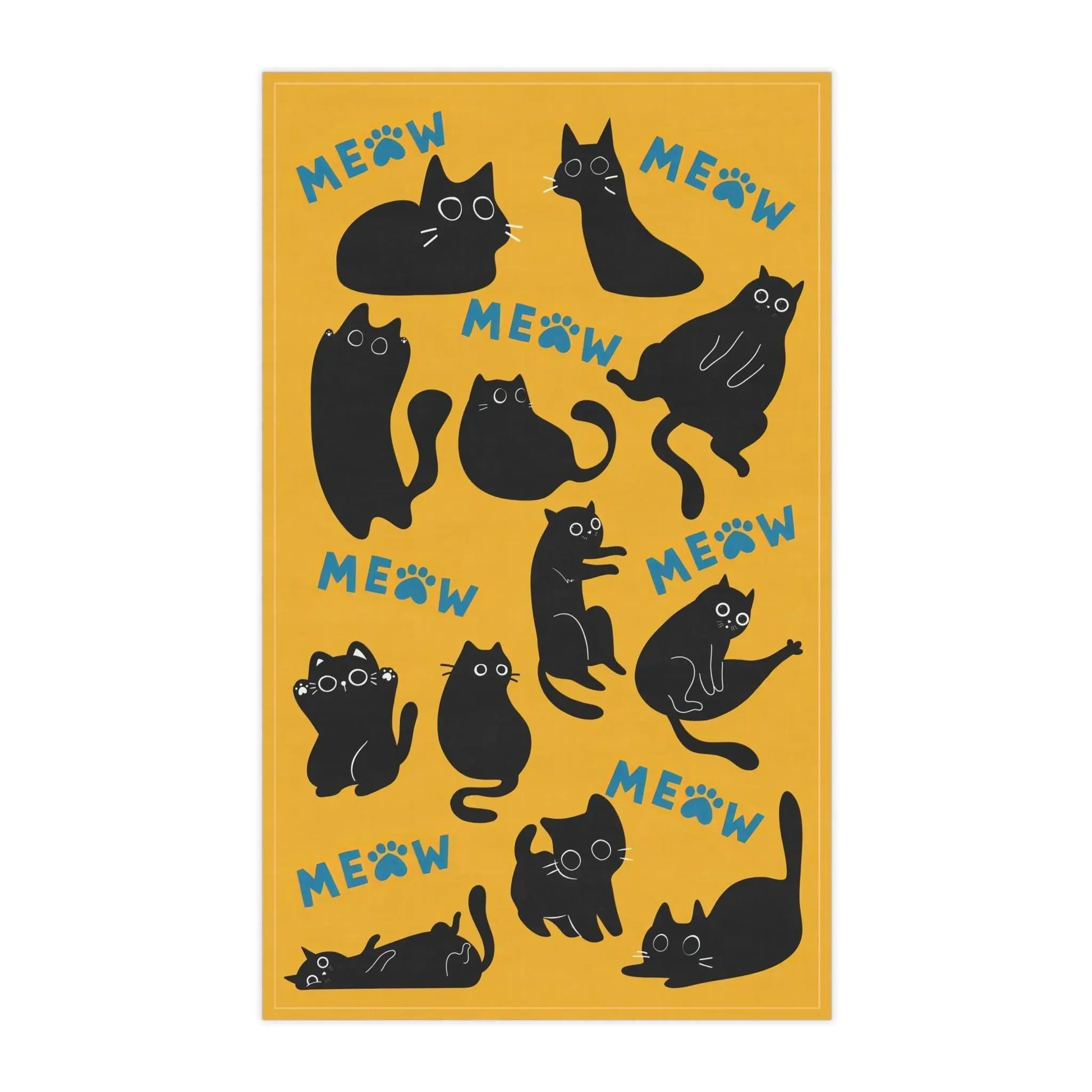 Cute Black Cat Print Cotton Tea Towel Paw Wipe Host Hostess Housewarming Birthday Gift Aphantastic Designs