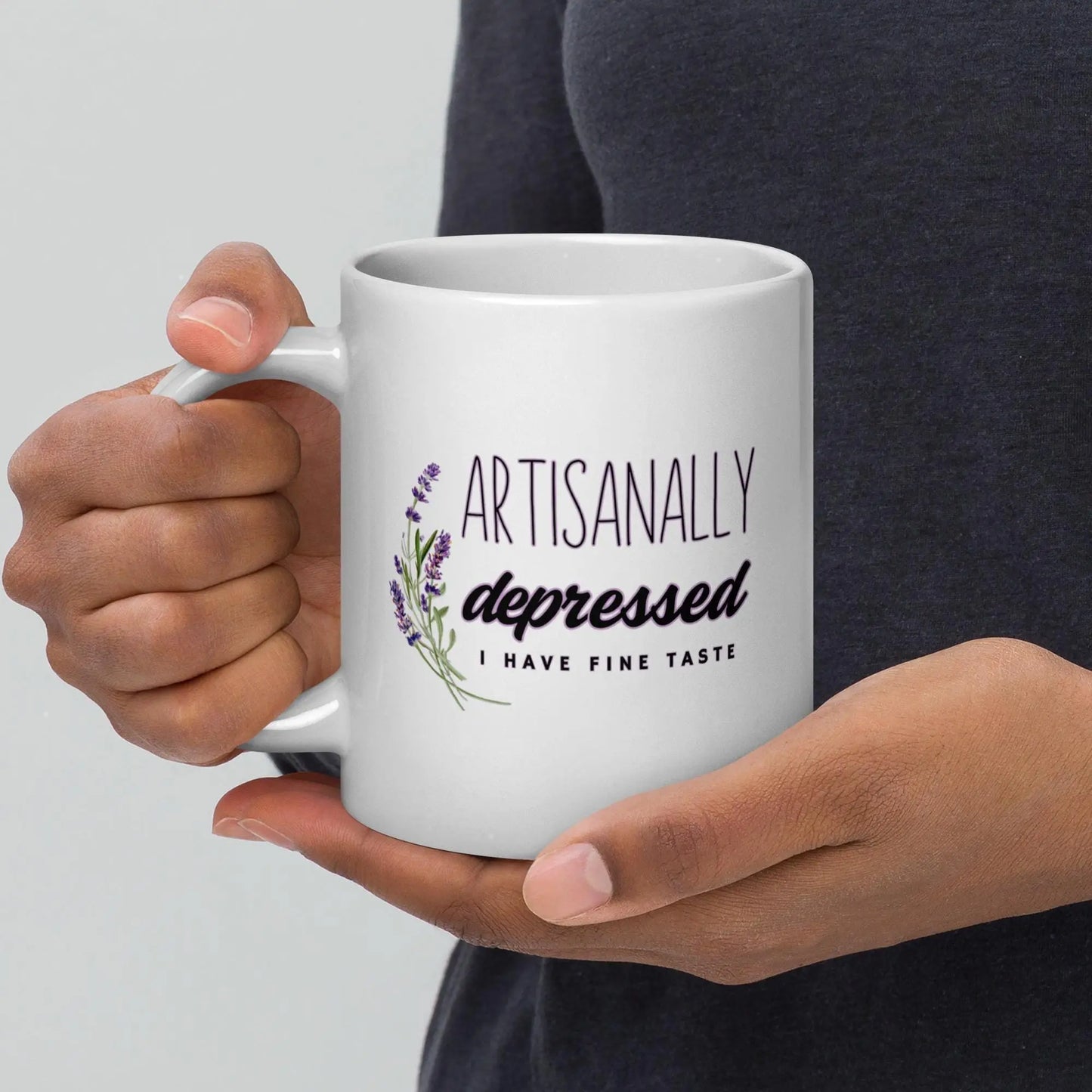 Artisanally Depressed Mental Health Mug | Ceramic, Left Hand Friendly,  & Dishwasher Safe Aphantastic Designs