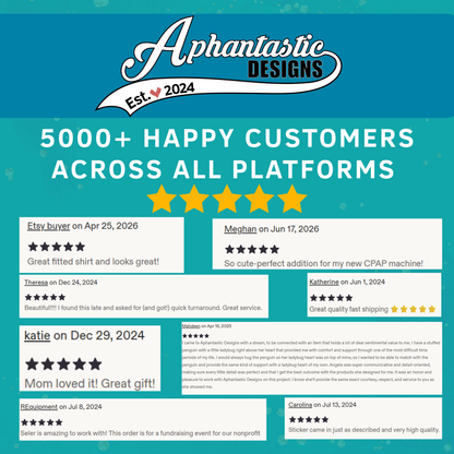 The image is a screenshot of a website featuring customer reviews and feedback for a company called "Aphantastic Designs". The reviews are from customers who have purchased products from the company, and they express satisfaction with the products and the customer service. The website also displays a list of customer reviews and a description of the company's products.