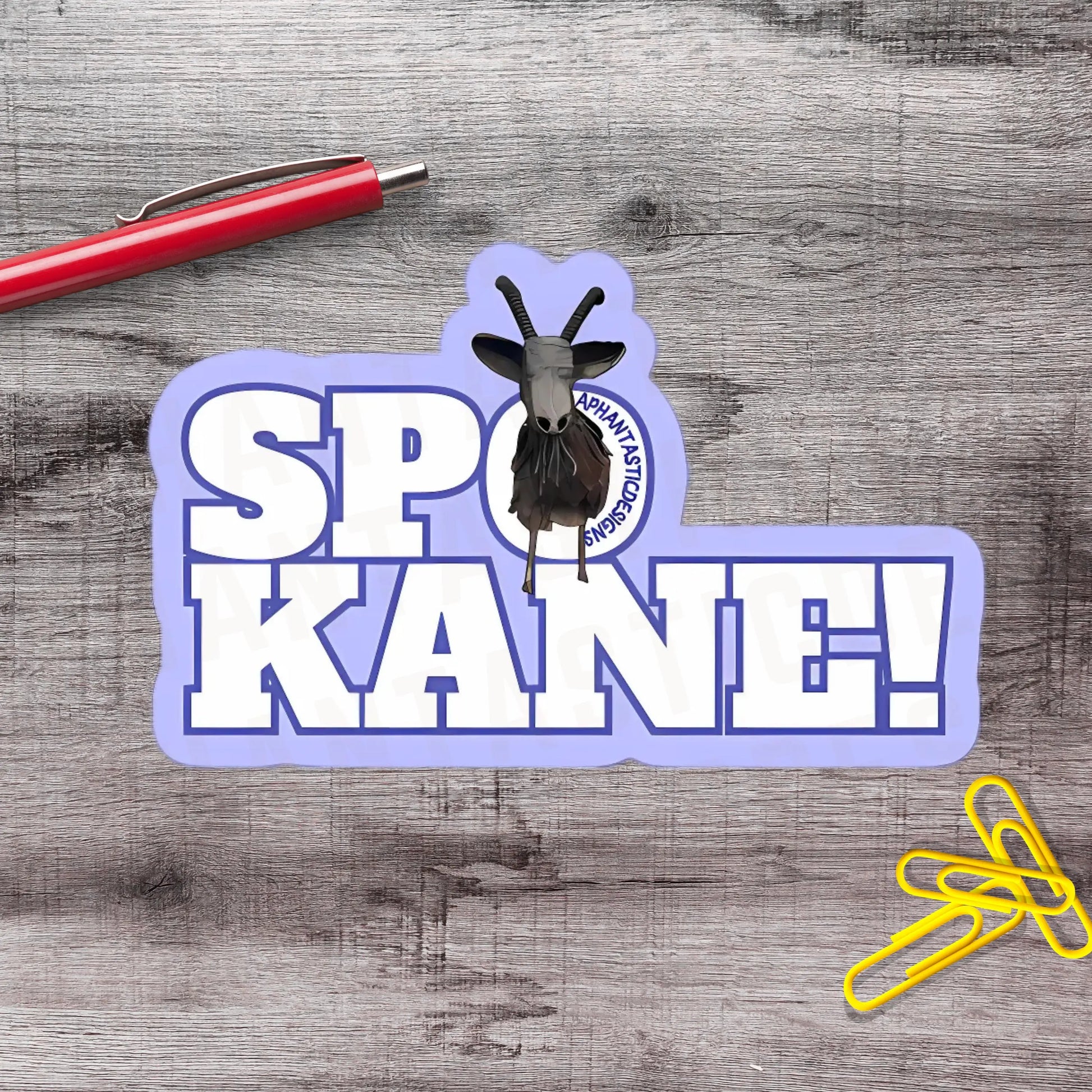 2"-6" Funny Vinyl Spokane Washington Lilac City Garbage Goat Bumper Decal | 1–250 Count Aphantastic Designs