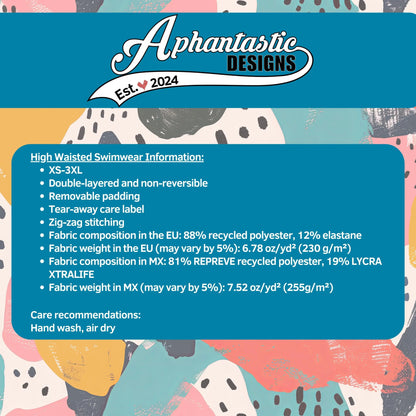 Cute Watermelon High Waisted Bikini or String Bikini Set Festival Teen Preteen Womens Swimsuit Recycled UPF 50+ Sun Protection 2XS–6XL Plus Aphantastic Designs