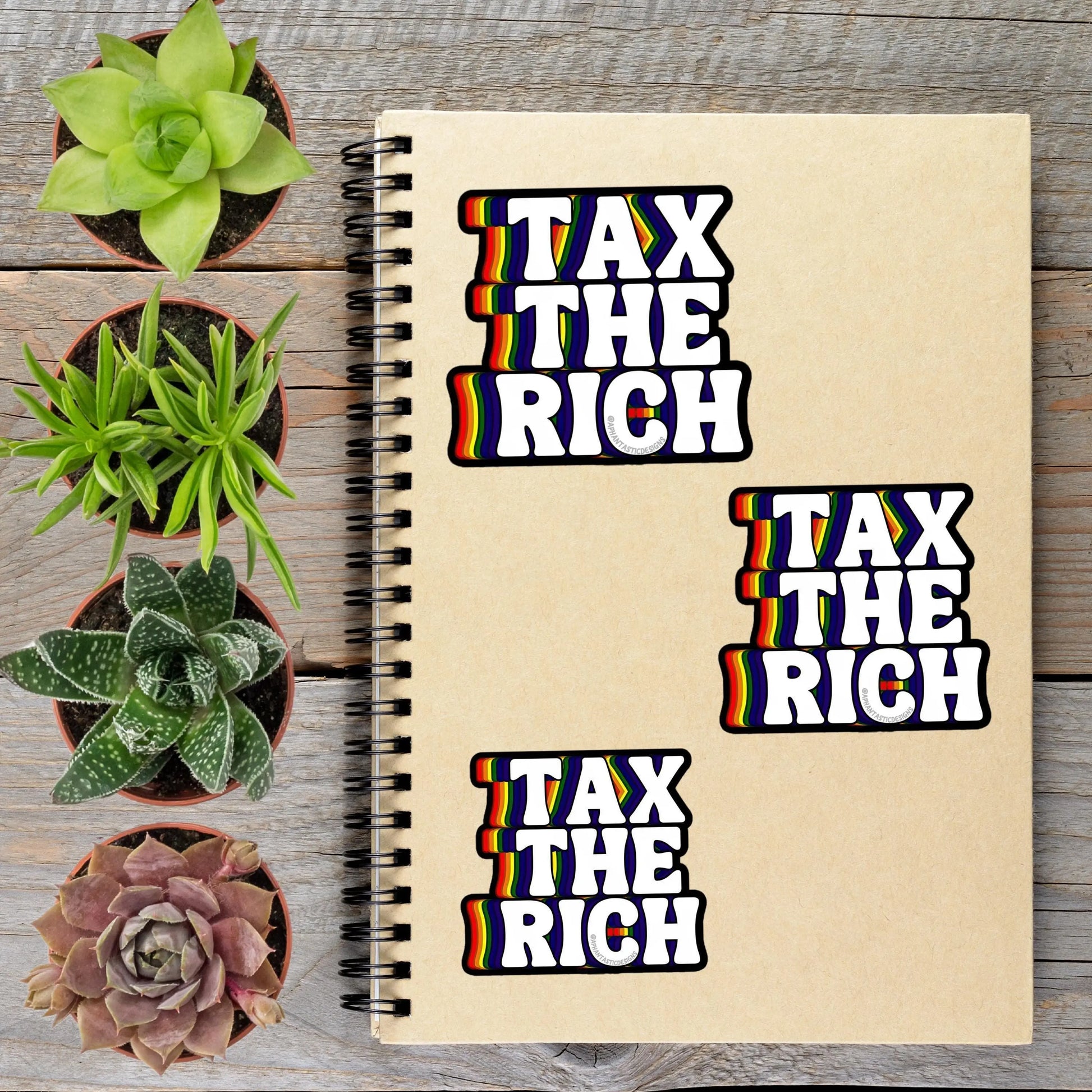2-6 Inch Tax The Rich Rainbow Anti Trump Political Protest Vinyl Sticker Aphantastic Designs