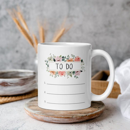 Write In To-Do List Left Handed Coffee Mug: Dishwasher Safe (11, 15, 20 oz)