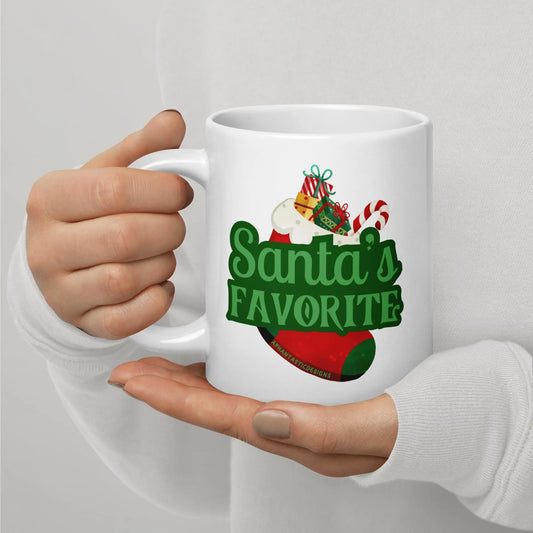 Santas Favorite Mug | Ceramic, Left Hand Friendly,  & Dishwasher Safe Aphantastic Designs