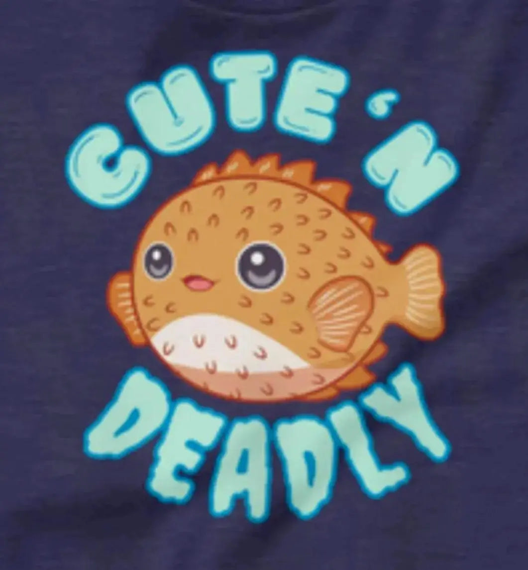 Funny Porcupine Fish T-Shirt: Kawaii Pufferfish Tee Adult Shirt Sizes XS–5X Plus Aphantastic Designs