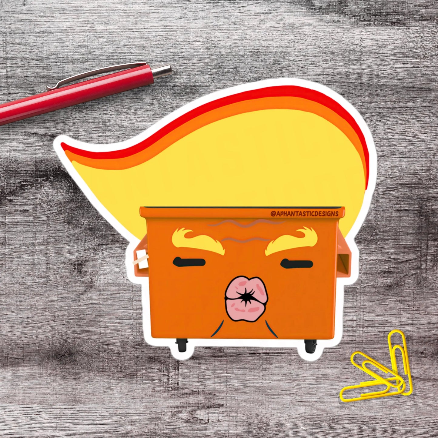 2-6 Inch Anti Trump Orange Dumpster Fire Political Protest Urinal Vinyl Sticker Aphantastic Designs