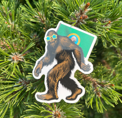 Washington Flag Bigfoot Vinyl Sticker