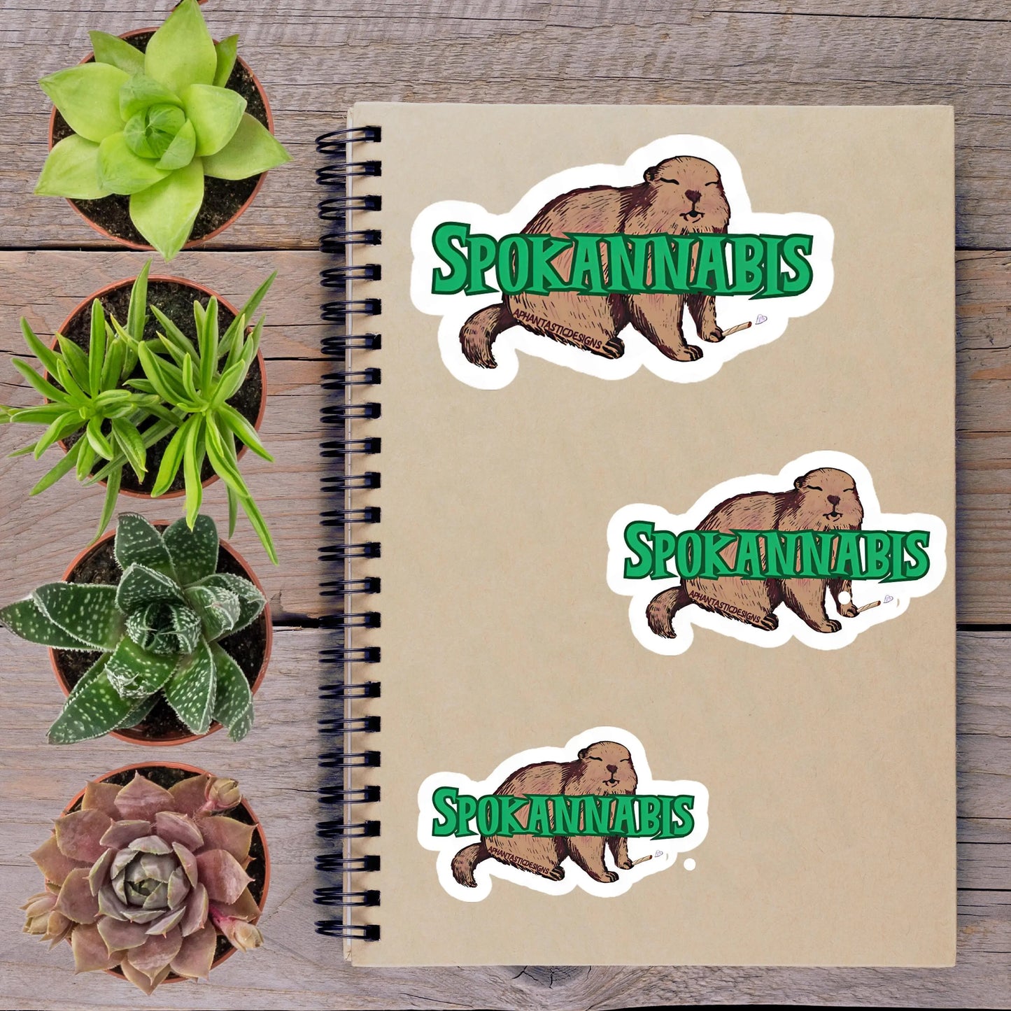 2-6 Inch NSFW Spokane Spokannabis Marmot PNW Stoner Vinyl Sticker Aphantastic Designs