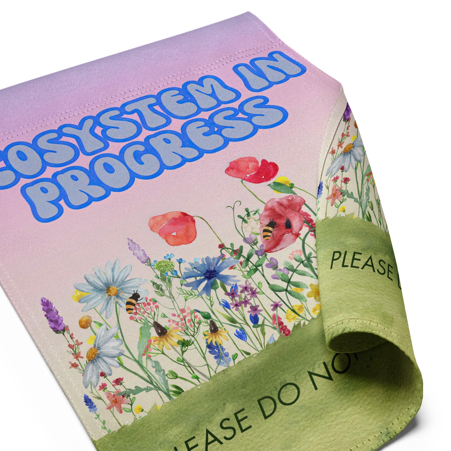 The image is a colorful poster with a floral design and the text "COY SYSTEM IN PROGRESS" written on it.