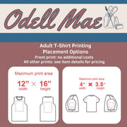 Add-On Back And Sleeve Printing for Adult Toddler Baby Shirts